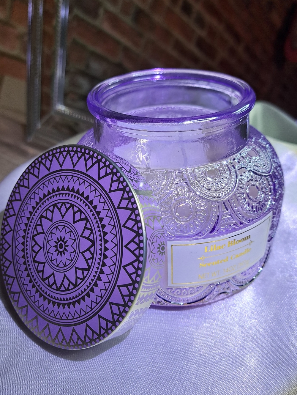 IRRADECENT PURPLE ETCHED GLASS Candle